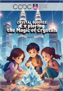 Cover of the Crystal Buddies activity supported by a CCDC Engagement Grant, showing 3 kids looking at crystals
