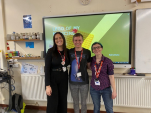 group picture from the Lego of my Medicine activity: Left = Becca Motley, Middle = Alex Derry, Right = Emily Caseley